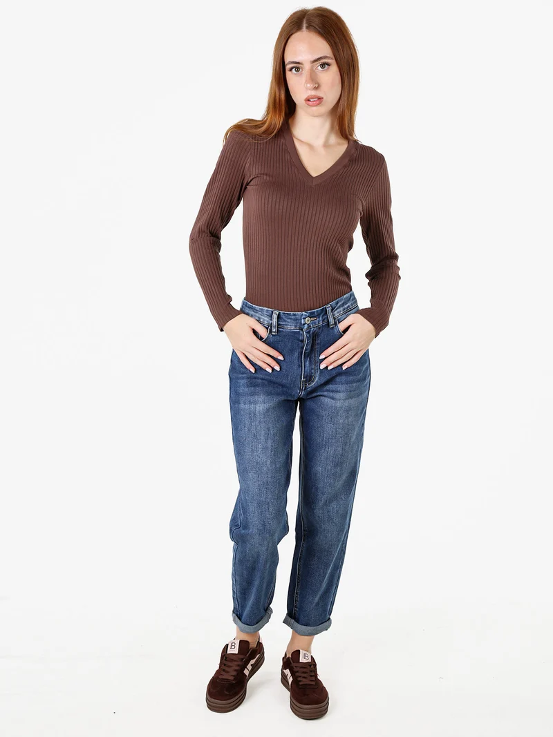 Jeans donna boyfriend con elastico in vita - jeans