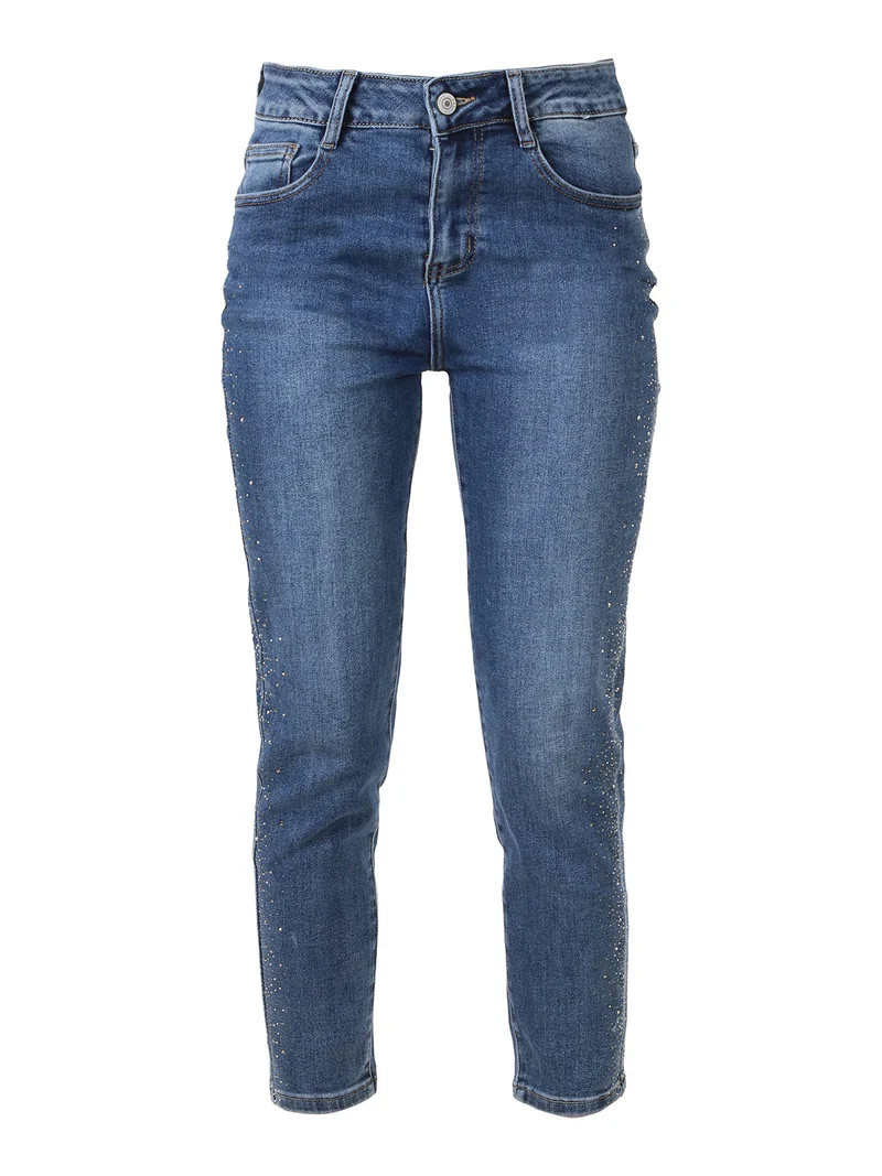 Jeans donna slim fit con dettagli laterali micro borchie - jeans