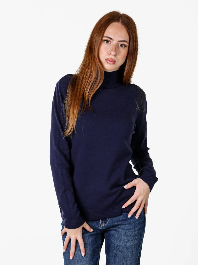 Maglia da donna con scollo a lupetto - blu scuro