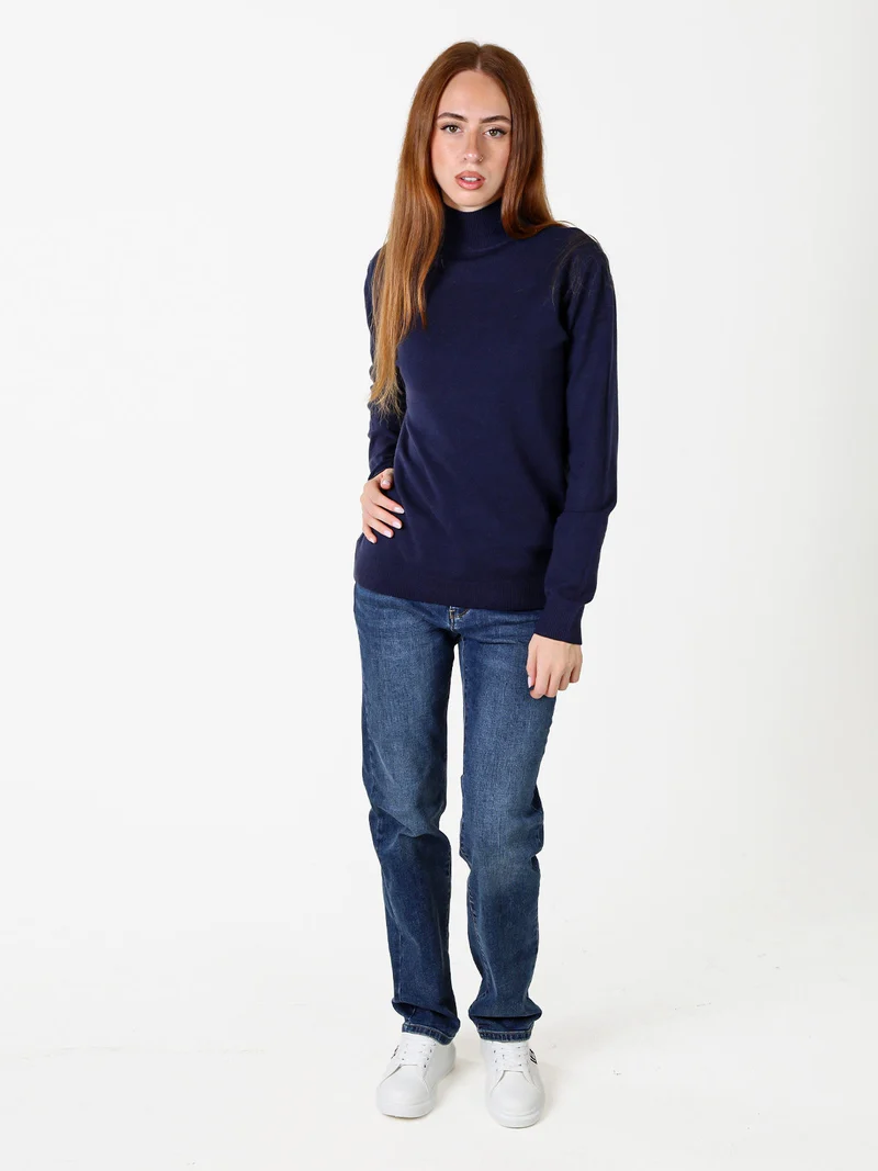 Maglia da donna con scollo a lupetto - blu scuro