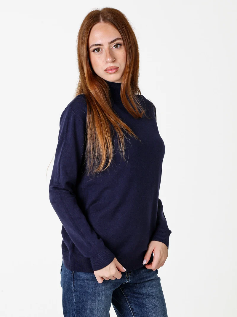 Maglia da donna con scollo a lupetto - blu scuro