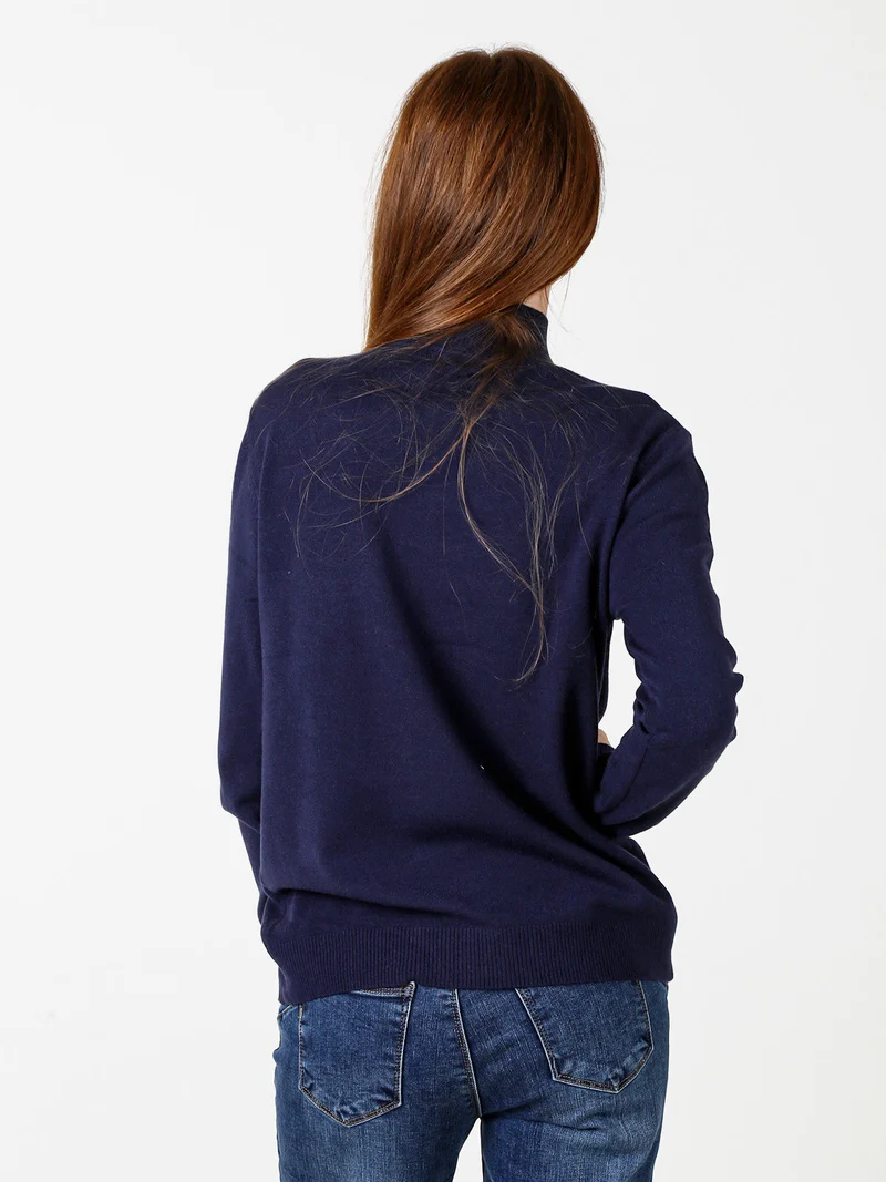 Maglia da donna con scollo a lupetto - blu scuro