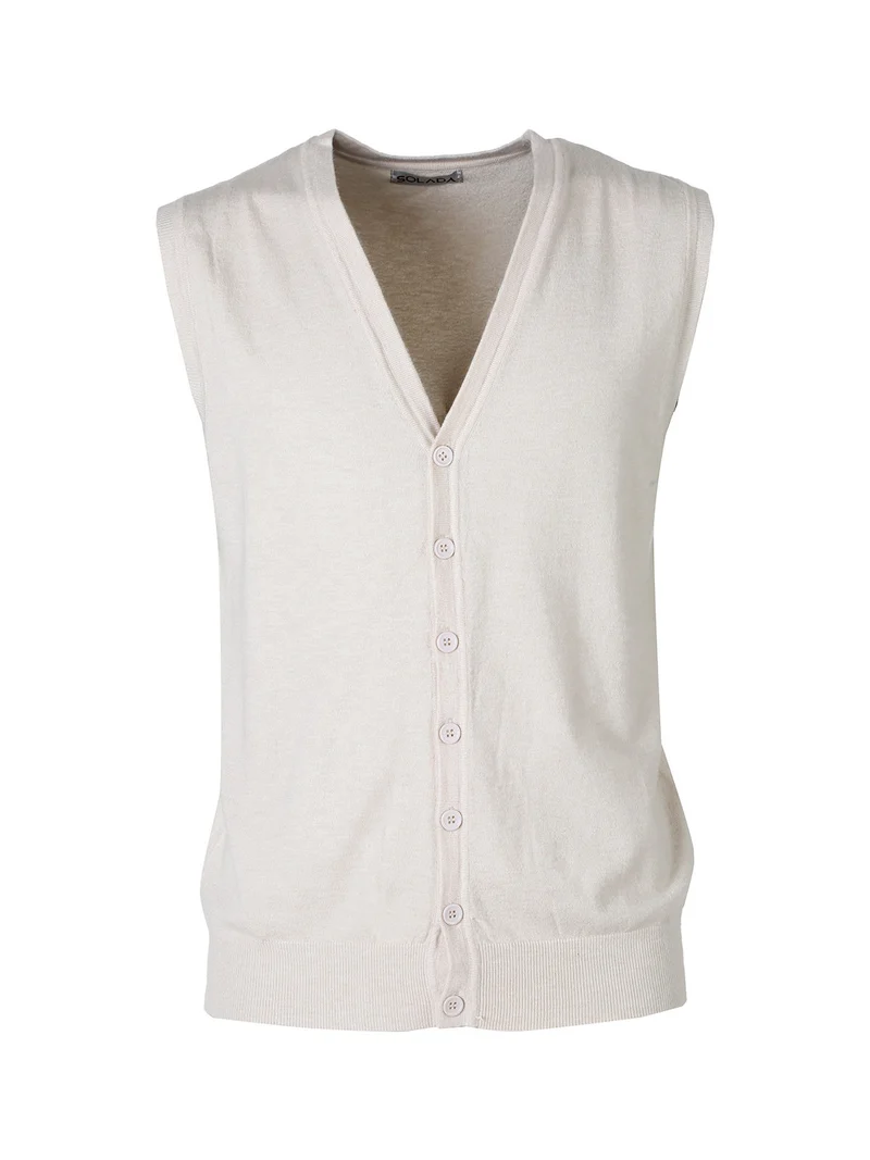 Gilet da uomo in maglia con bottoni - panna