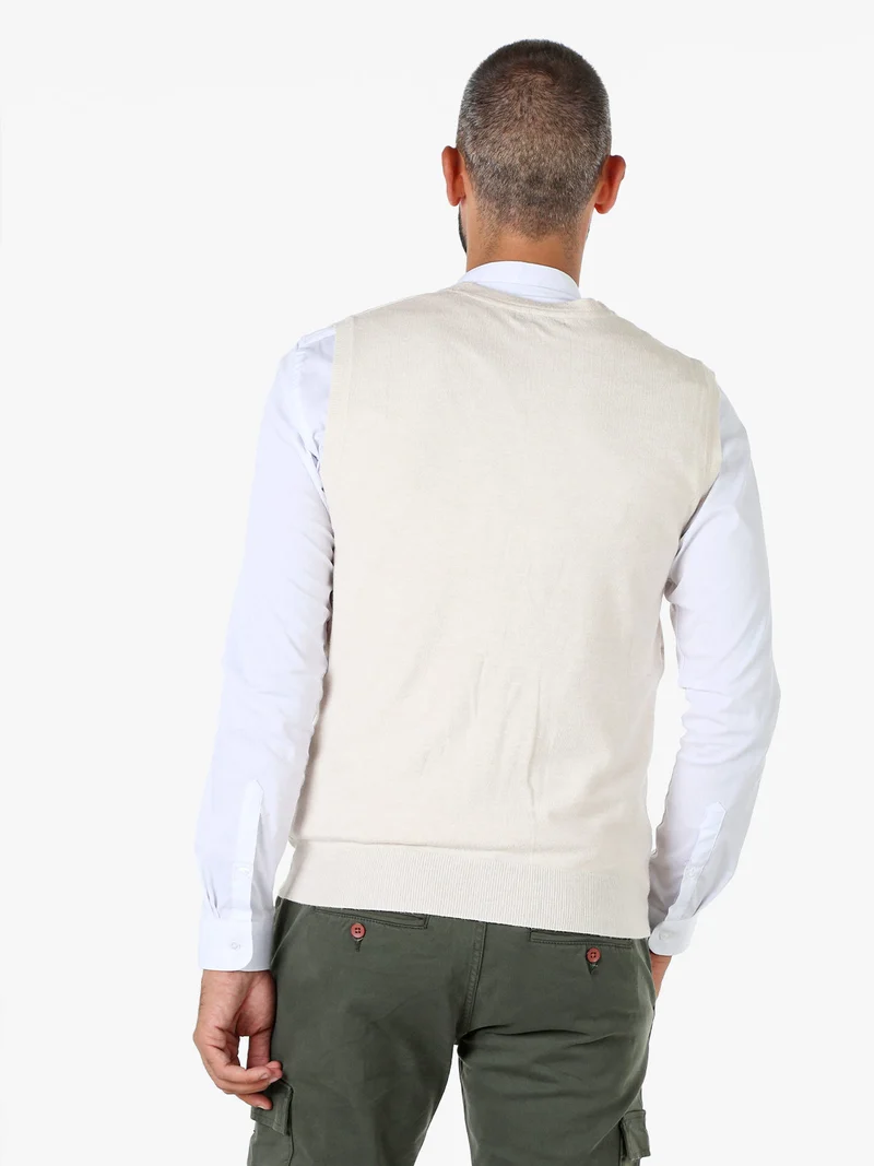 Gilet da uomo in maglia con bottoni - panna
