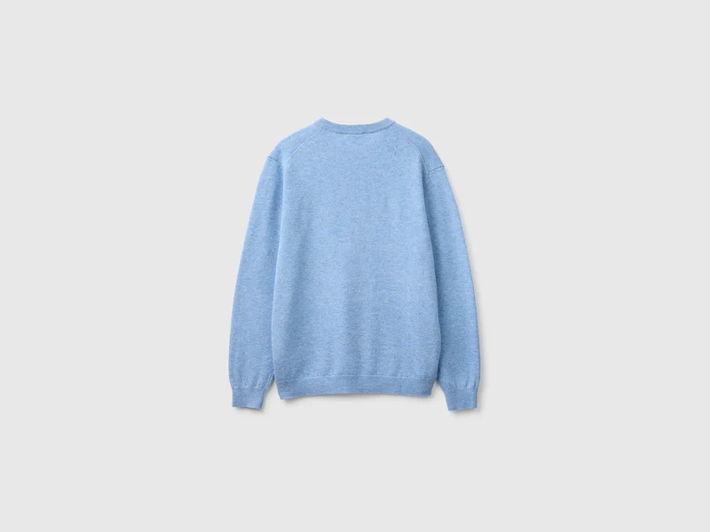 Hellblauer Pullover aus reiner Merinowolle