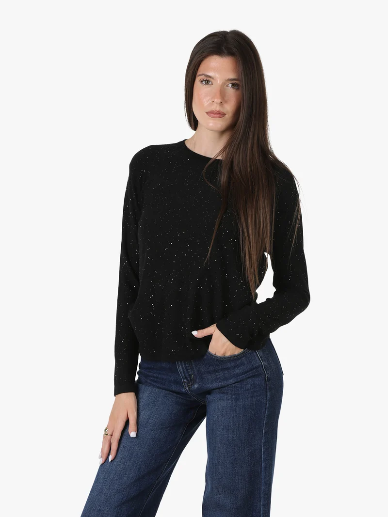 Maglia da donna con mini paillettes - nero
