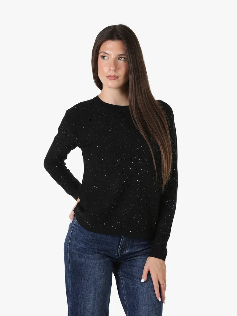 Maglia da donna con mini paillettes - nero