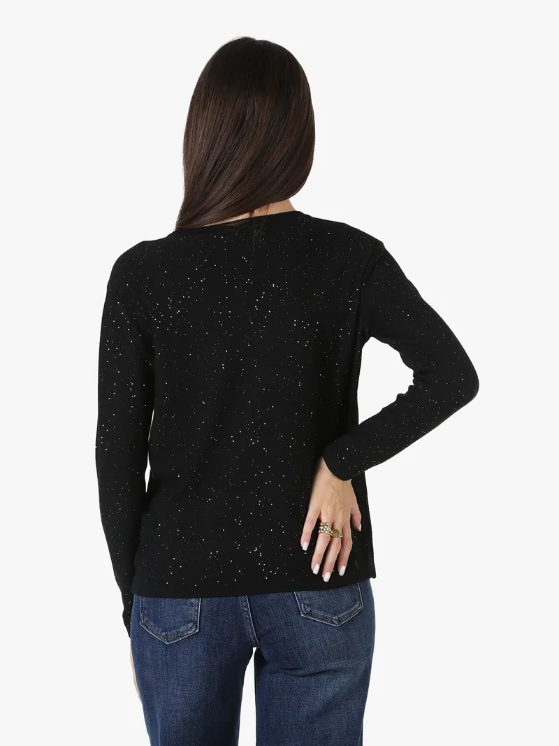 Maglia da donna con mini paillettes - nero