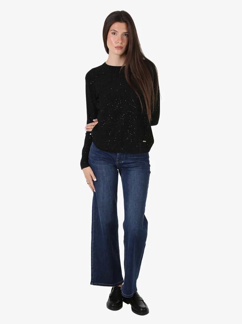 Maglia da donna con mini paillettes - nero