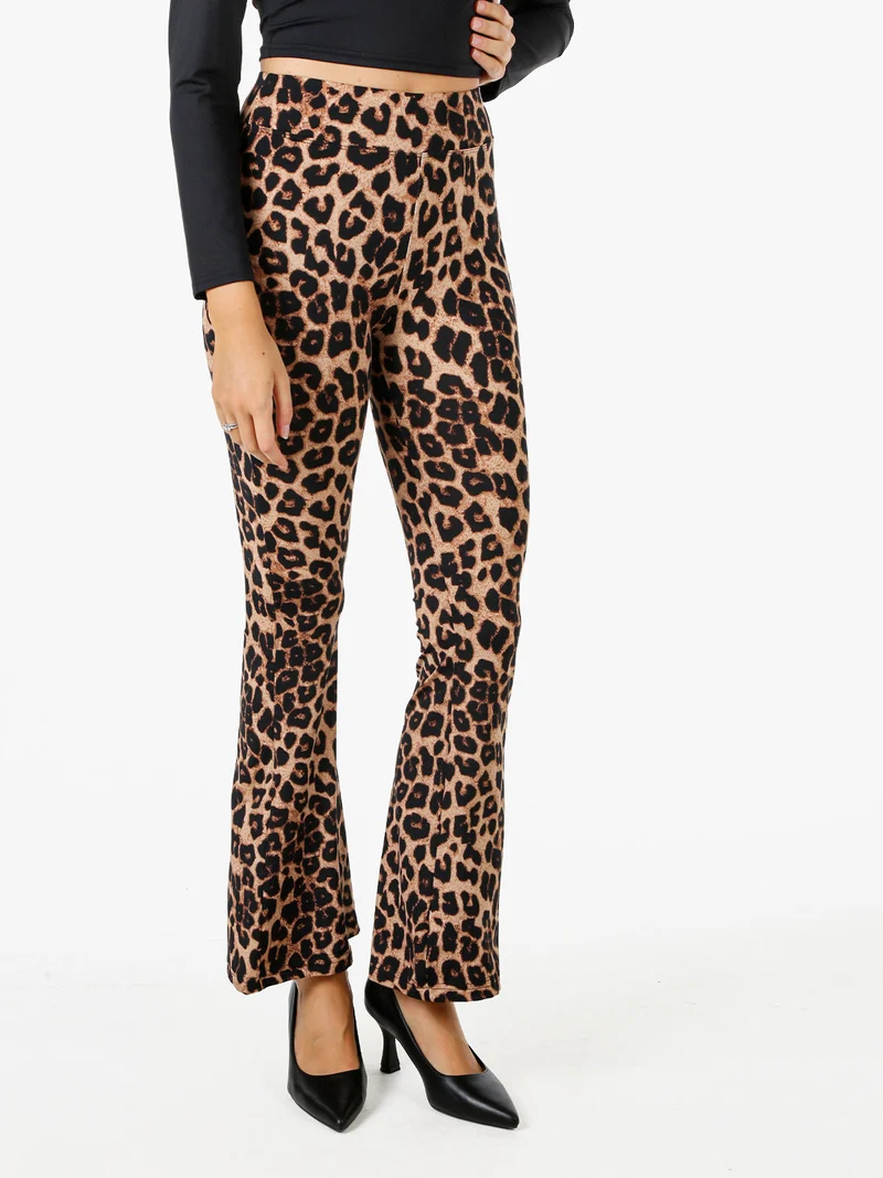 Leggings da donna maculati a zampa - marrone