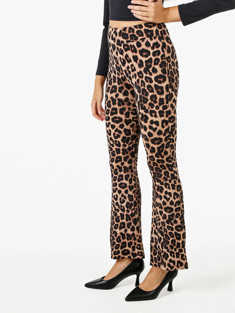 Leggings da donna maculati a zampa - marrone