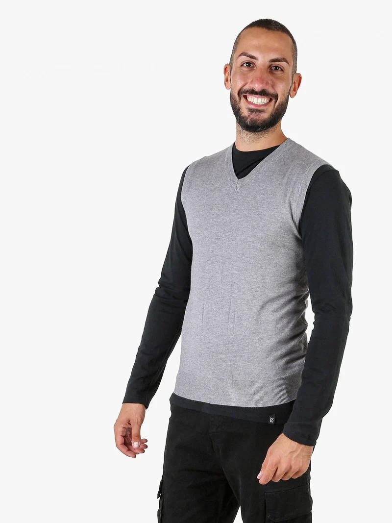 Gilet da uomo in maglia con scollo a V - grigio