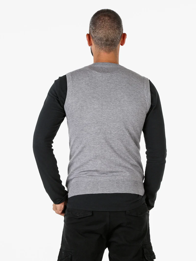 Gilet da uomo in maglia con scollo a V - grigio