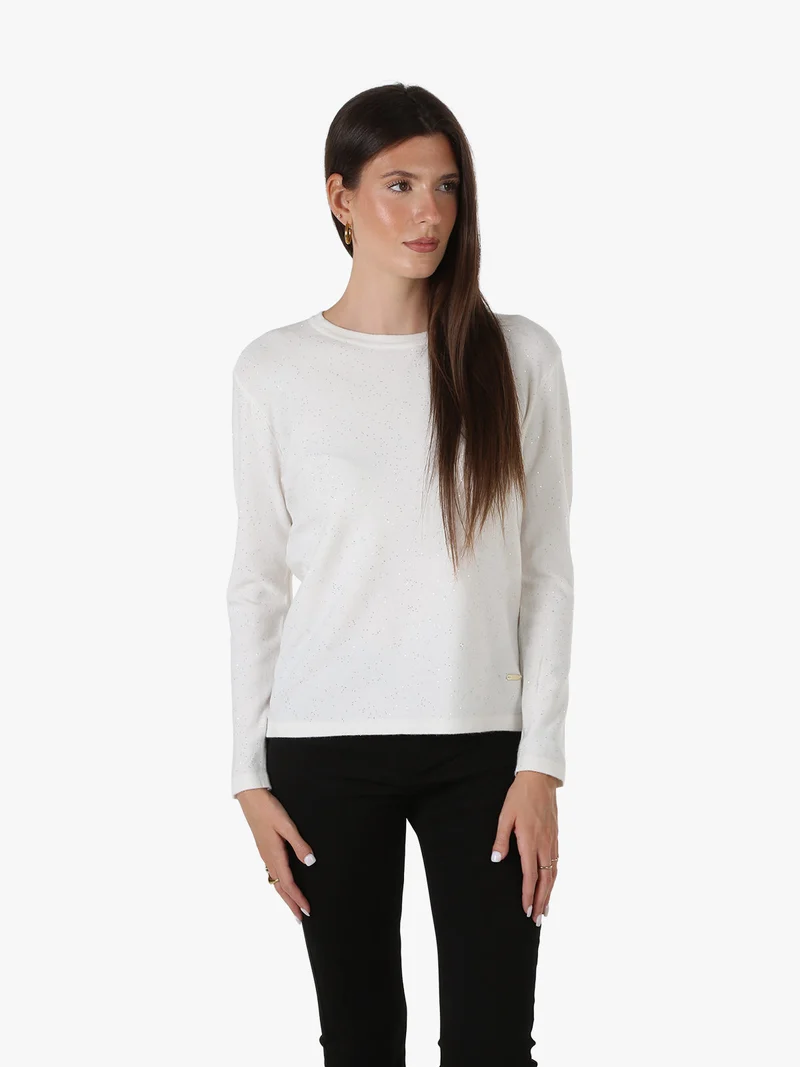 Maglia da donna con mini paillettes - bianco