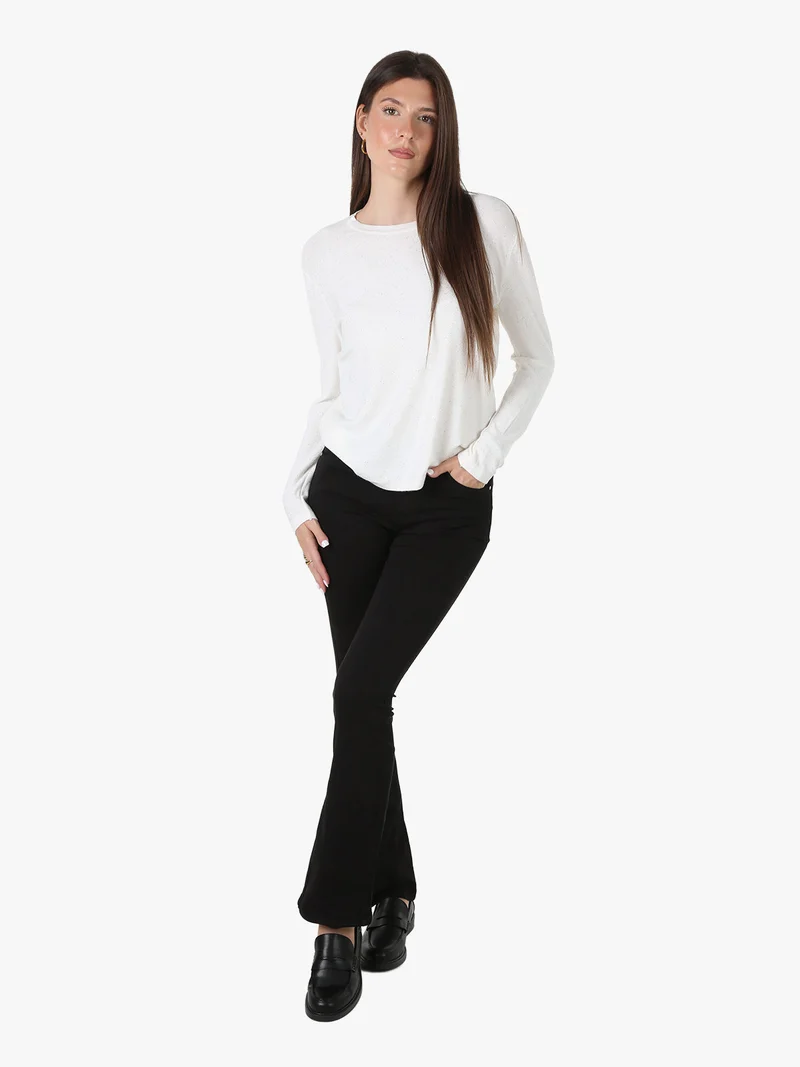 Maglia da donna con mini paillettes - bianco