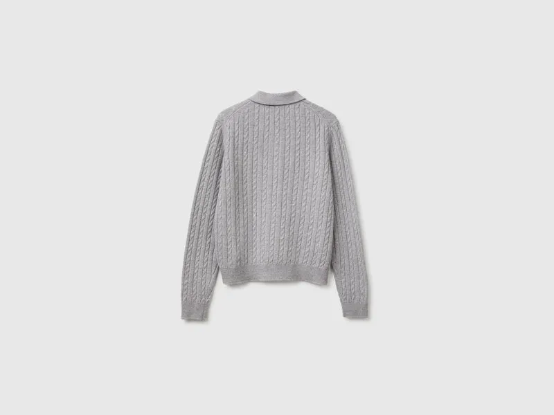 Poloshirt mit Zopfmuster