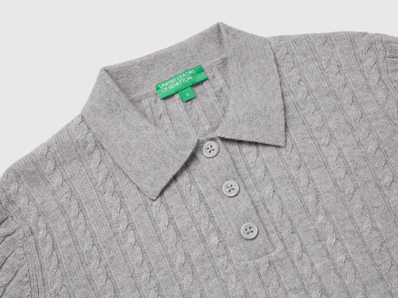 Poloshirt mit Zopfmuster