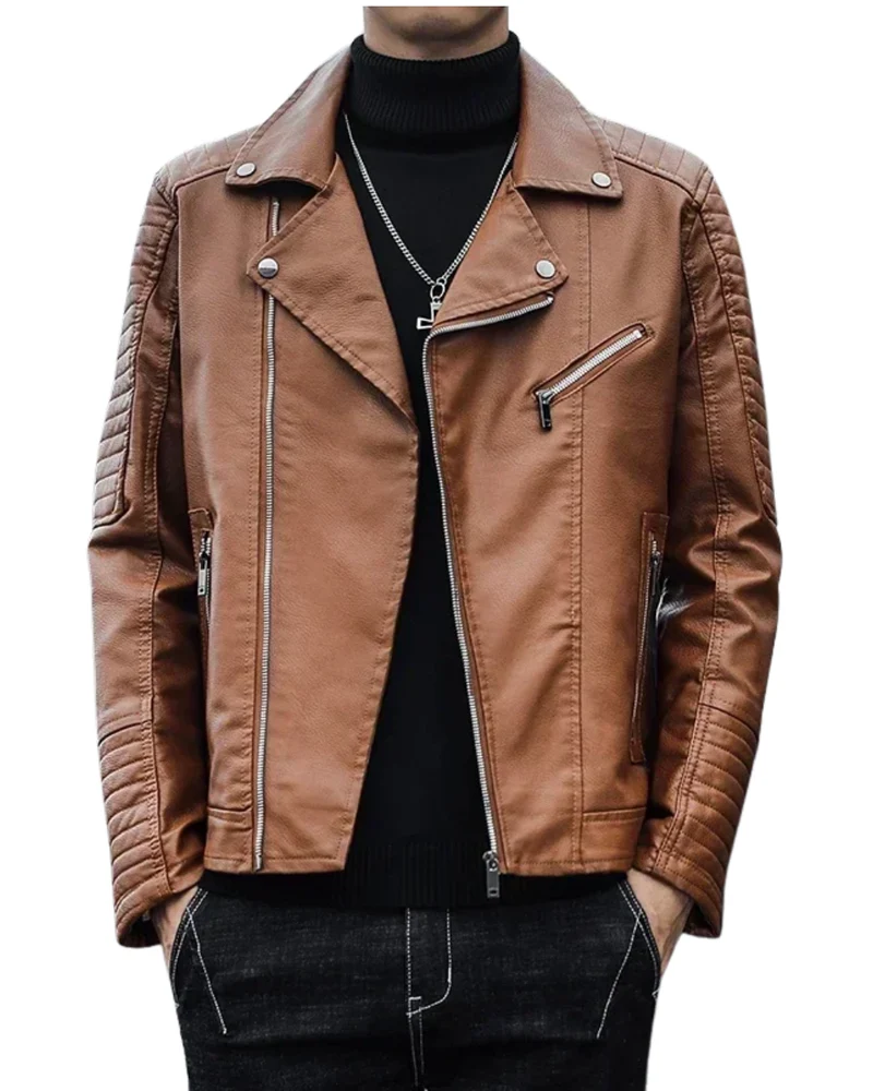 Elegant Zip Leather Jacket