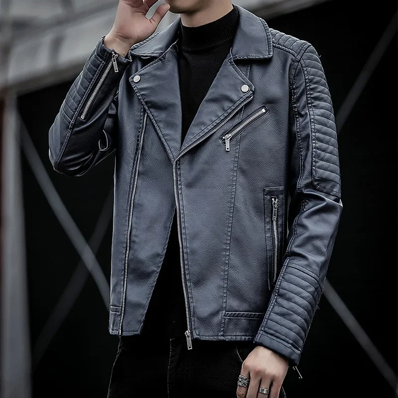 Elegant Zip Leather Jacket
