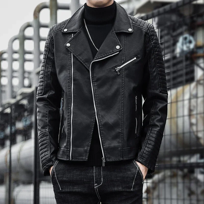 Elegant Zip Leather Jacket