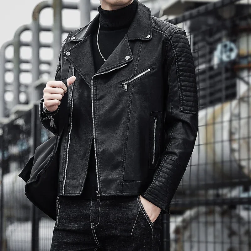 Elegant Zip Leather Jacket