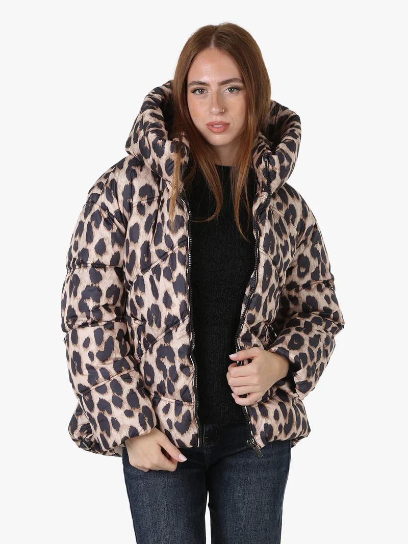 Giubbotto animalier da donna imbottito - beige