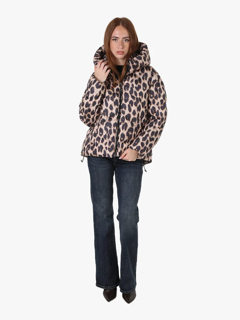 Giubbotto animalier da donna imbottito - beige