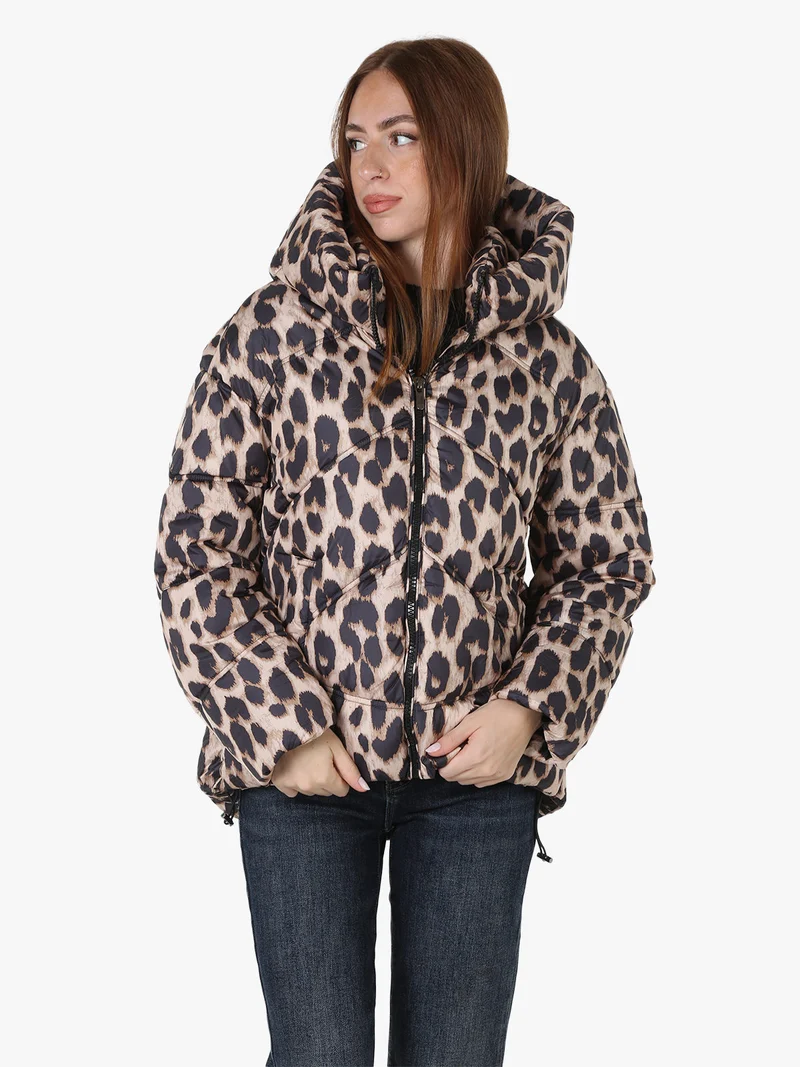 Giubbotto animalier da donna imbottito - beige