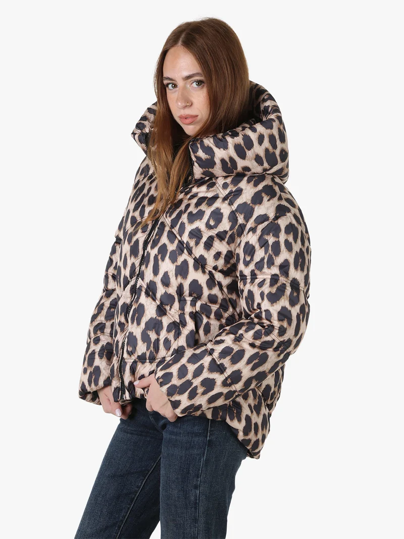 Giubbotto animalier da donna imbottito - beige