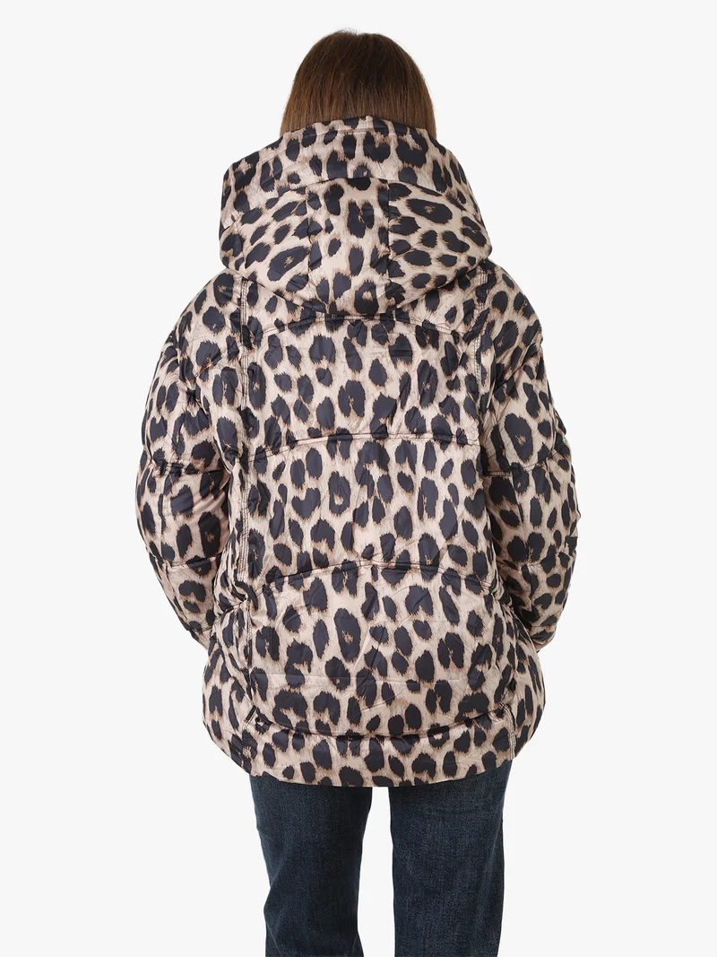 Giubbotto animalier da donna imbottito - beige