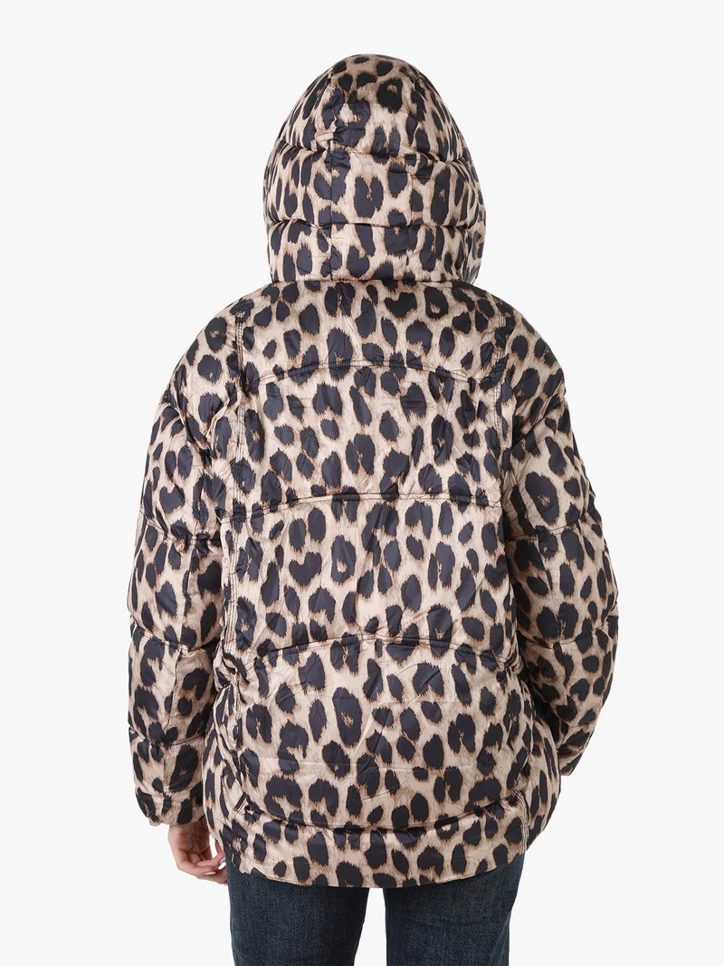 Giubbotto animalier da donna imbottito - beige