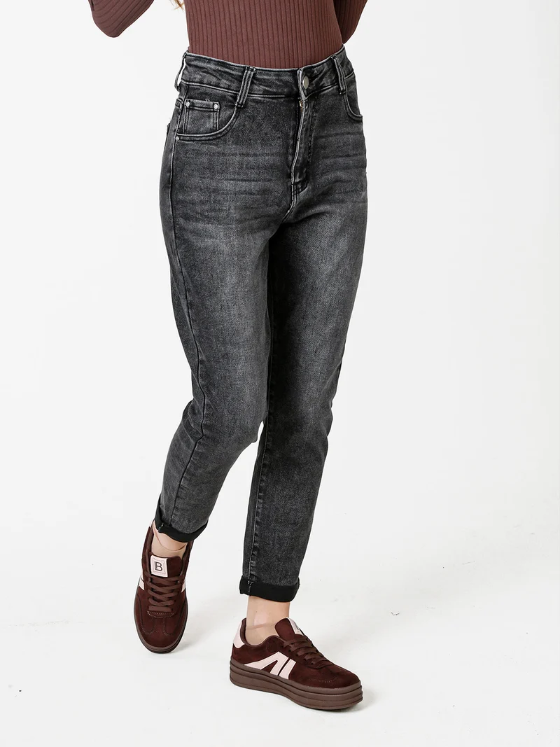Jeans donna a vita alta - nero