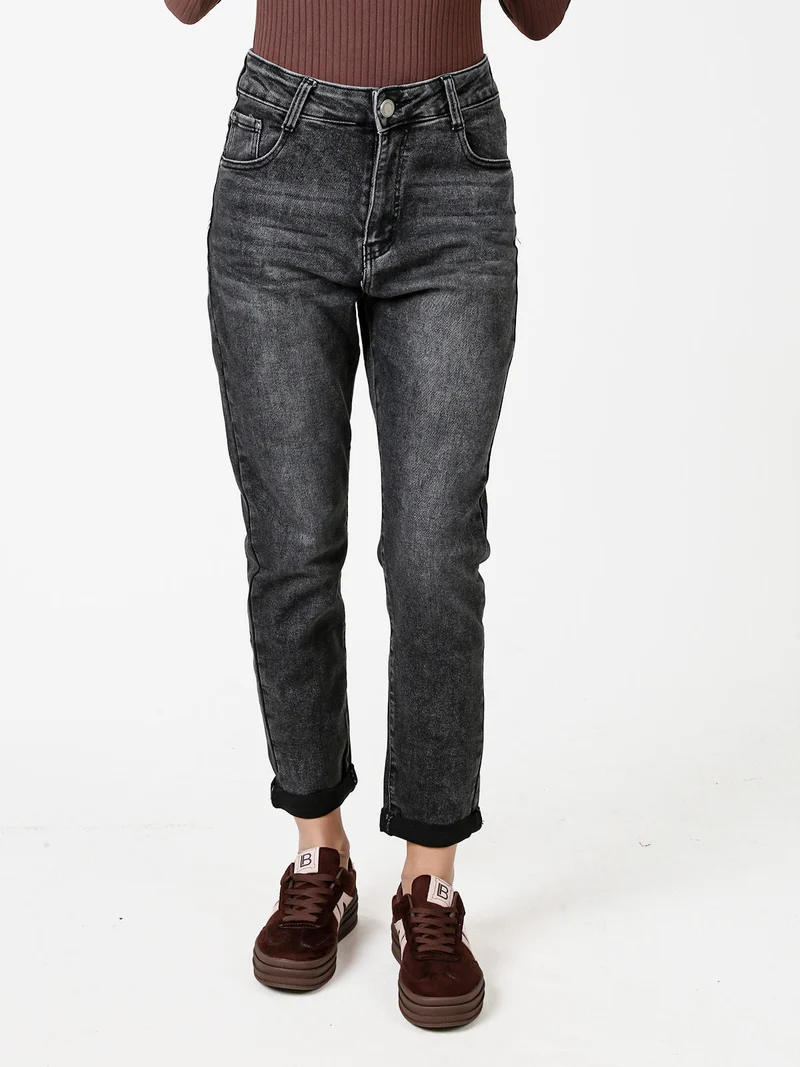 Jeans donna a vita alta - nero