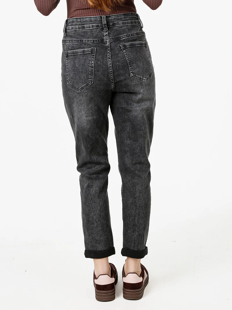 Jeans donna a vita alta - nero