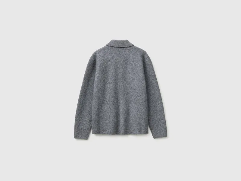 Jacke aus 100% gekochter Wolle mit Reißverschluss