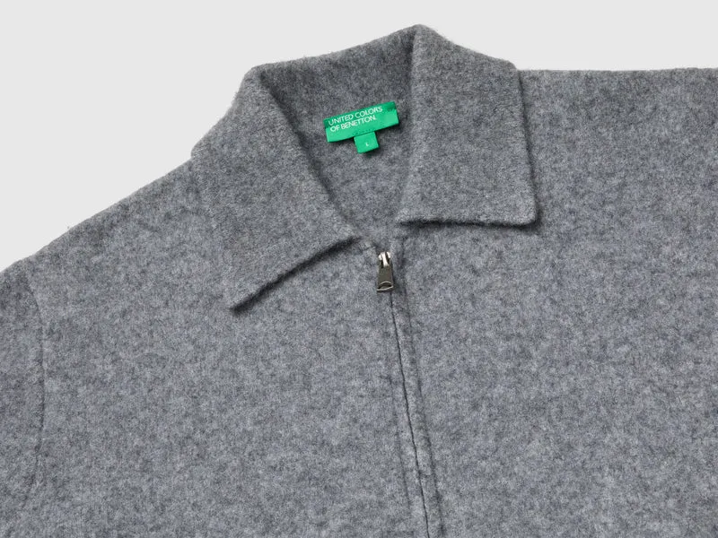 Jacke aus 100% gekochter Wolle mit Reißverschluss