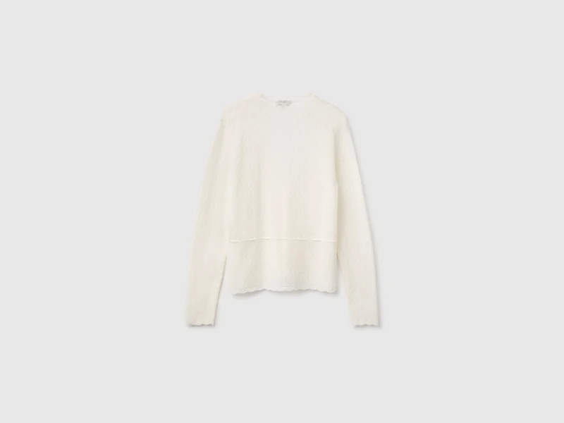 Perforierte Strickjacke aus ultraleichtem Wollmischgewebe