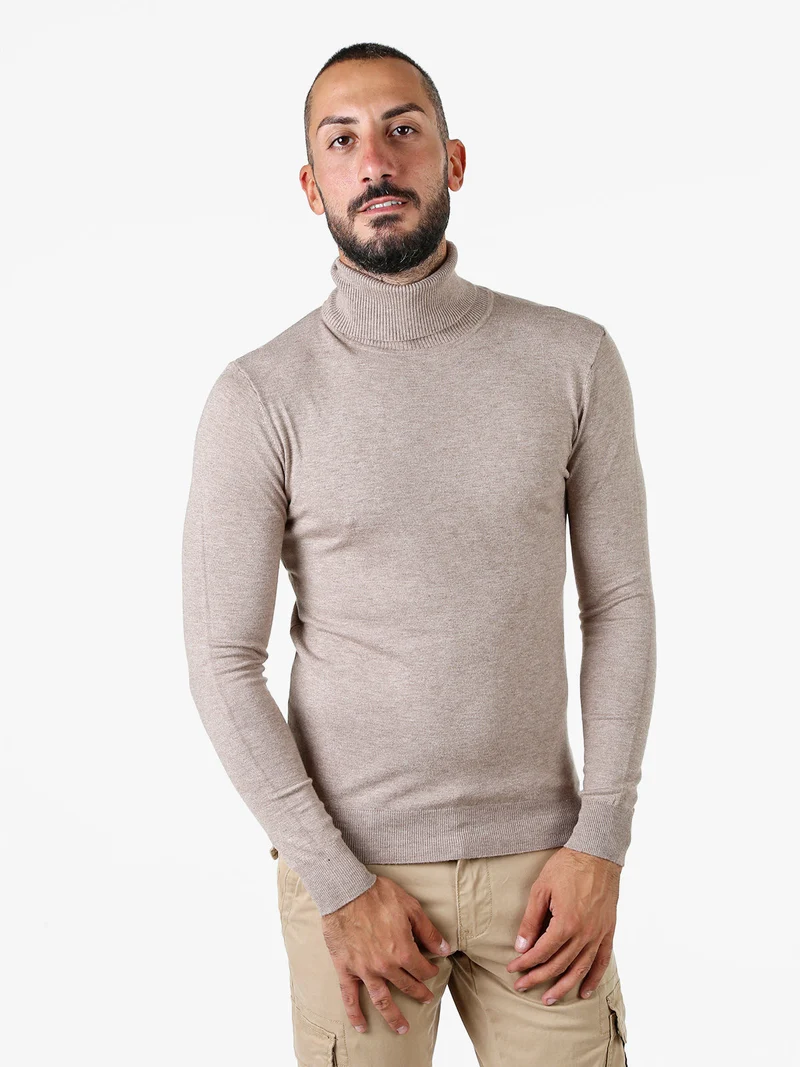Maglia dolcevita da uomo - sabbia