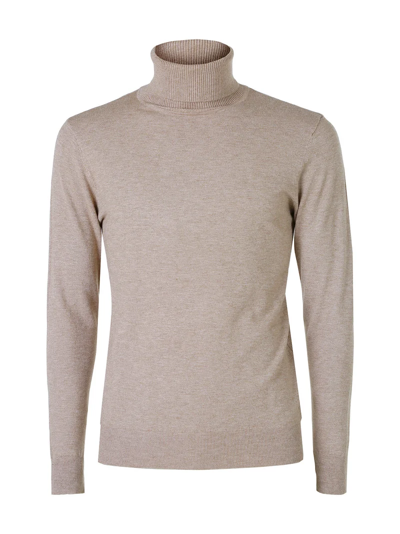 Maglia dolcevita da uomo - sabbia