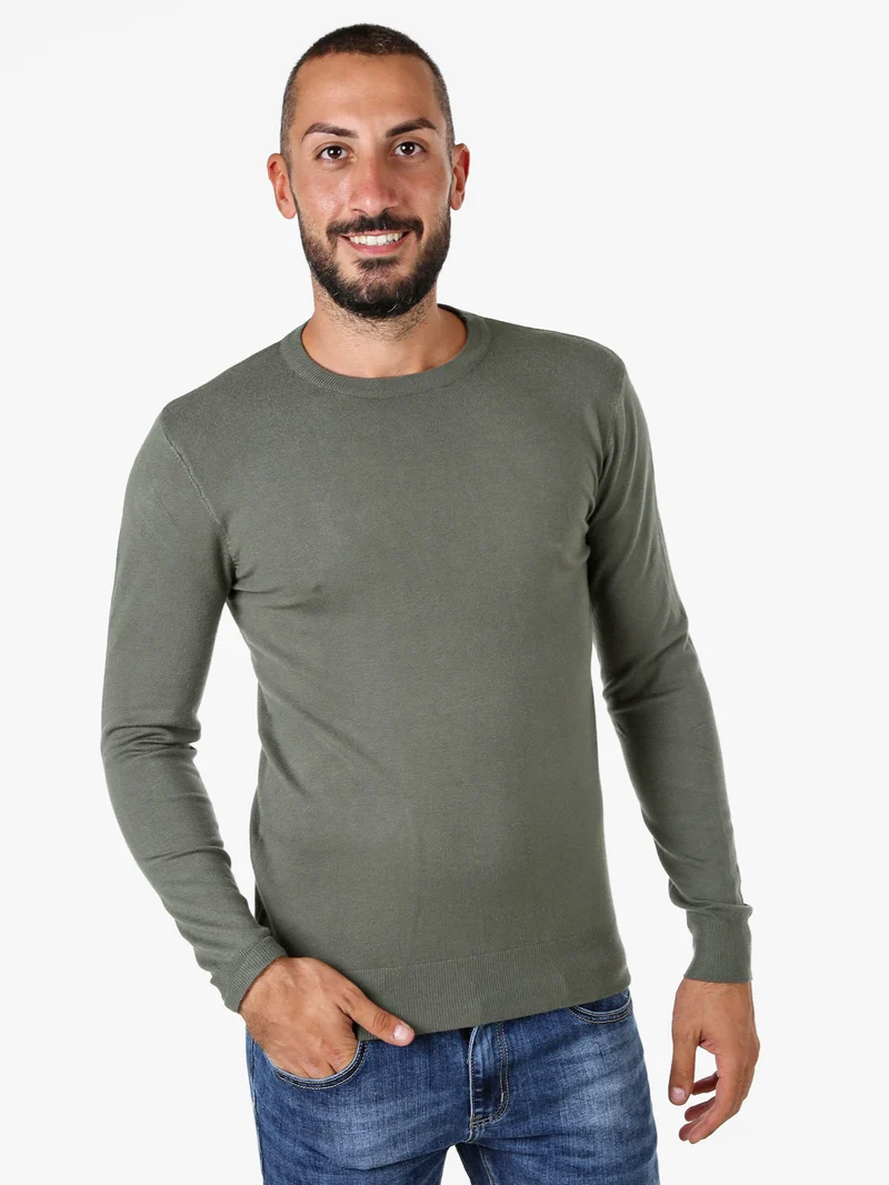 Maglia girocollo da uomo in tinta unita - militare