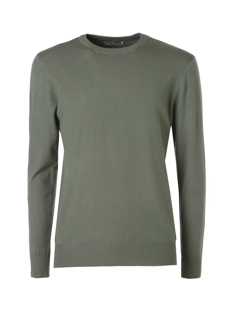 Maglia girocollo da uomo in tinta unita - militare