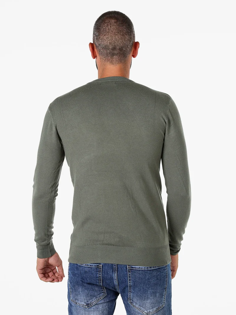 Maglia girocollo da uomo in tinta unita - militare