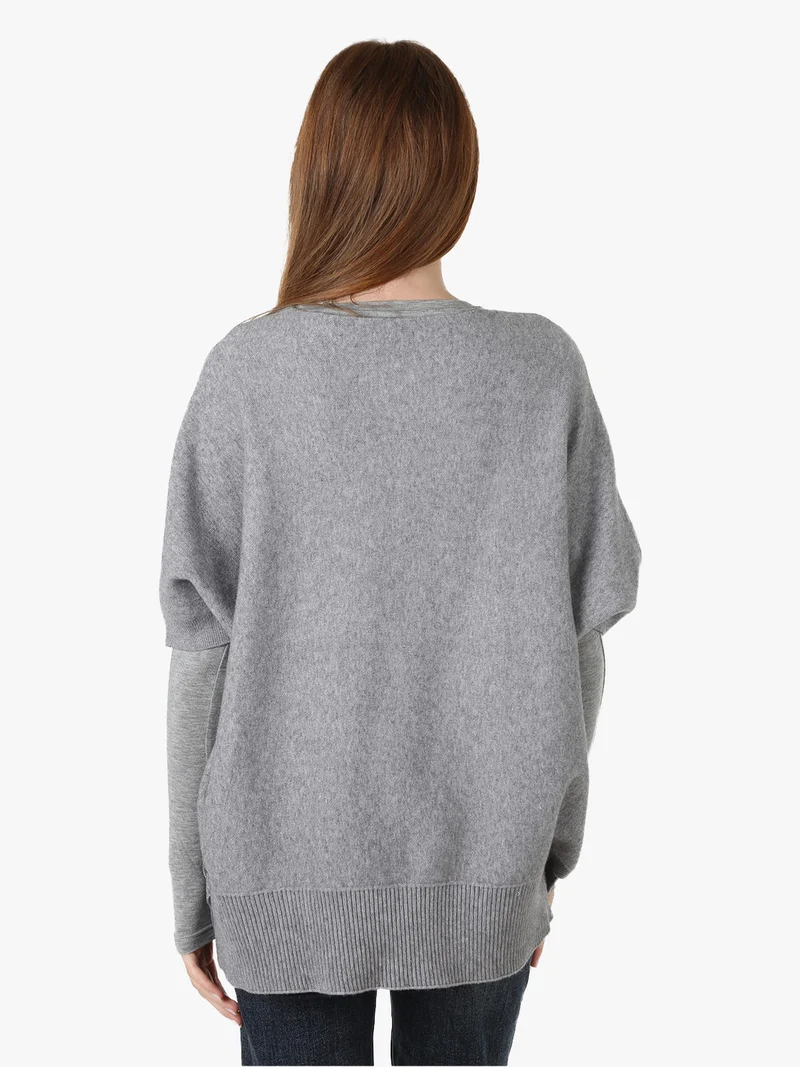 Maglia donna poncho con maniche - grigio