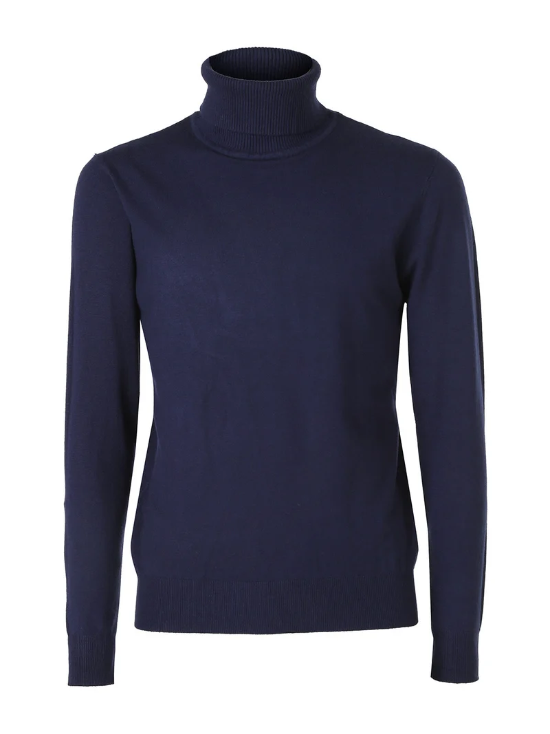 Maglia dolcevita da uomo - blu scuro