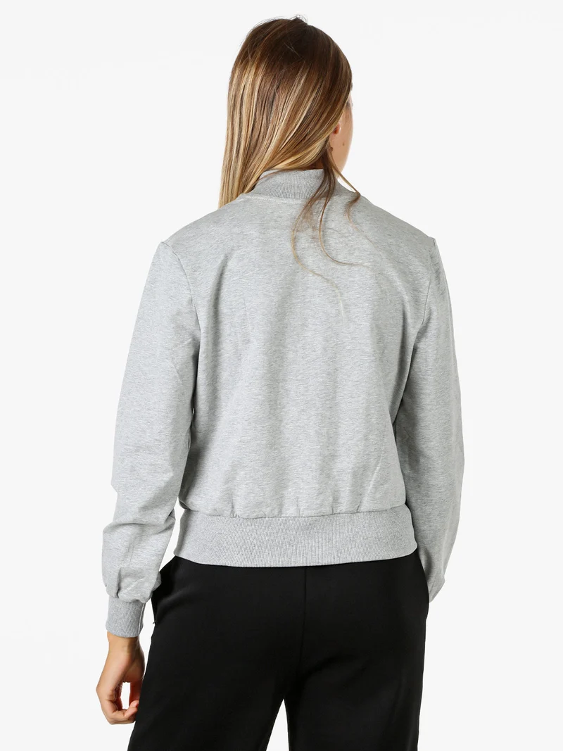 Felpa donna in cotone con zip - grigio