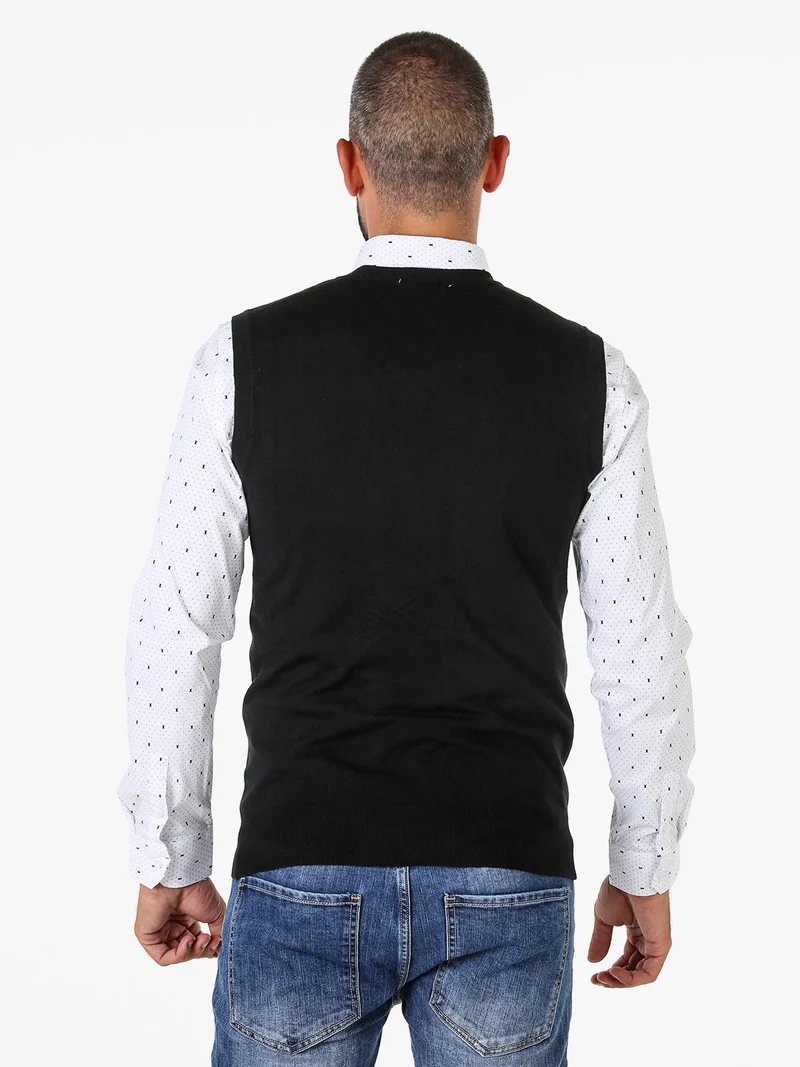 Gilet da uomo in maglia con scollo a V - nero