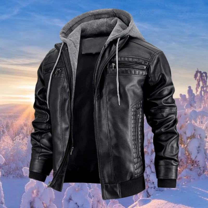Casual Hooded Leather Jacket