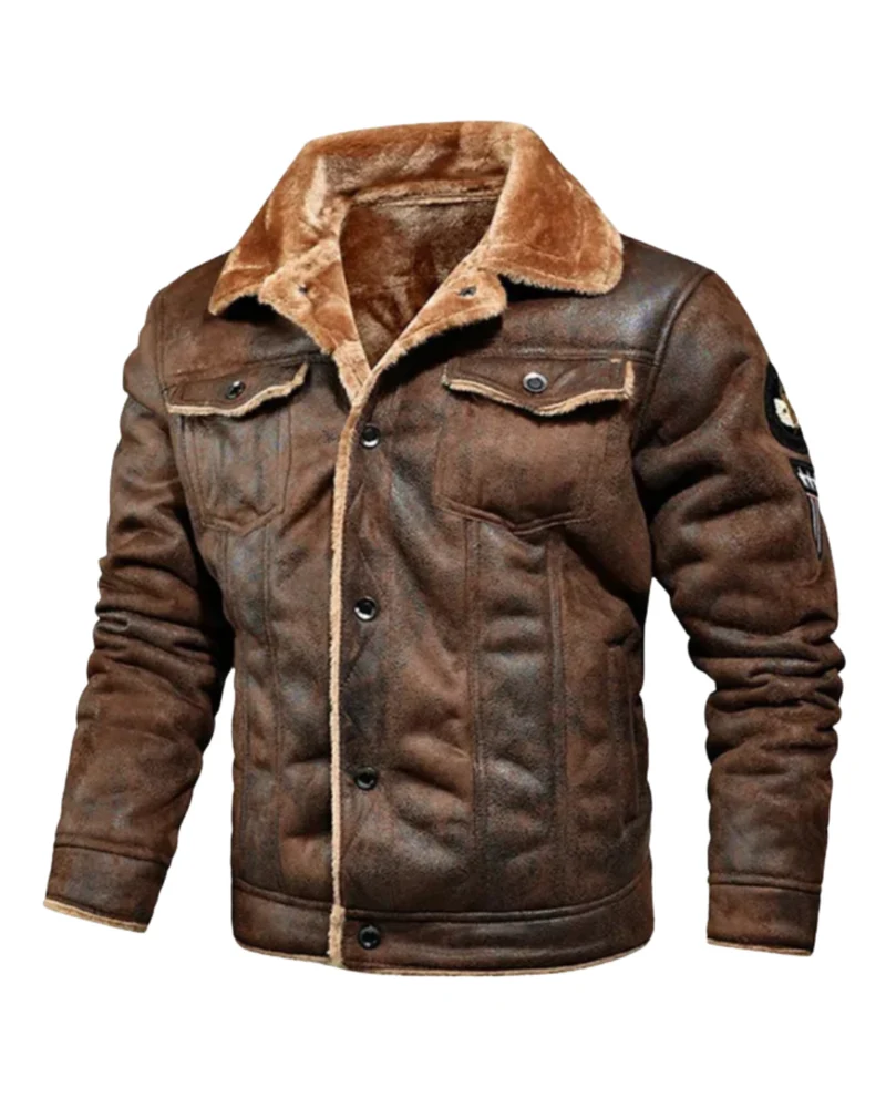 Elegant Fleece Lined Leather Jacket