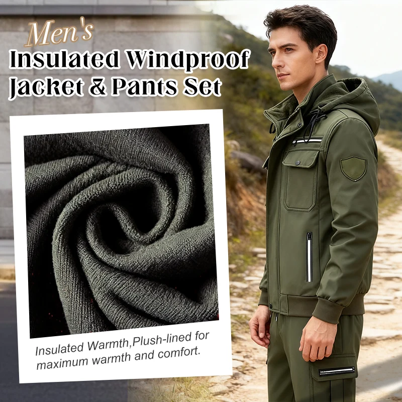 Herren Outdoor-Set mit Jacke und Hose | Gefüttert, winddicht, wasserabweisend und mit mehreren Taschen