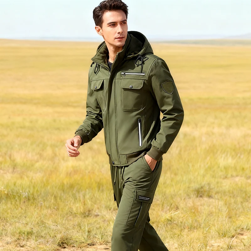 Herren Outdoor-Set mit Jacke und Hose | Gefüttert, winddicht, wasserabweisend und mit mehreren Taschen